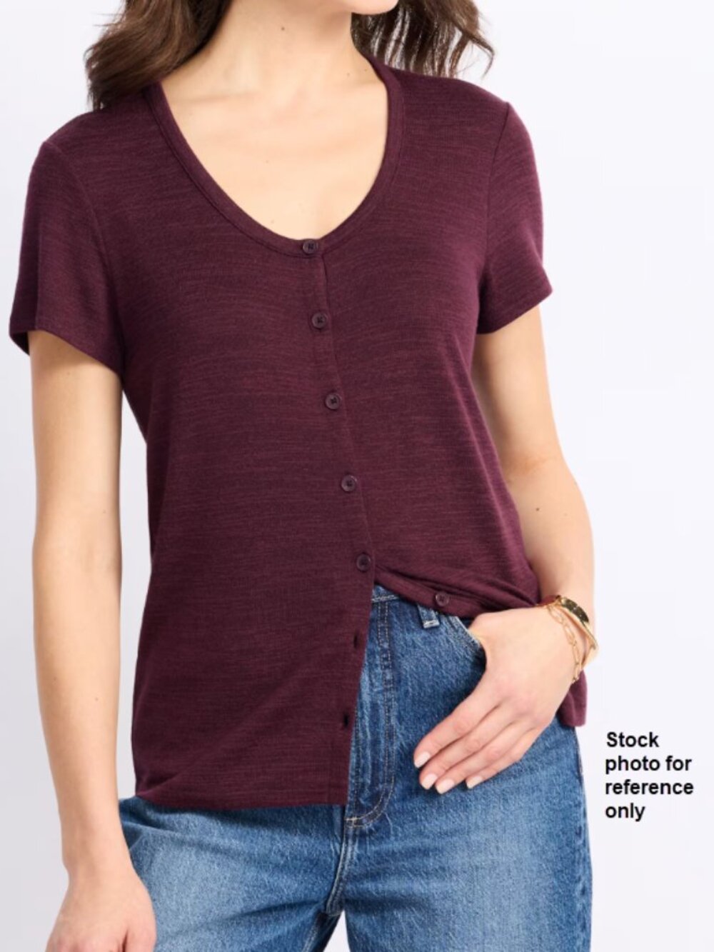 Market & Spruce SS Scoop Neck Button Front Knit